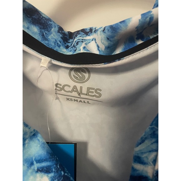 Scales Sleeveless Golf Polo Shirt XSMALL‎ Blue White Athletic Activewear - Picture 2 of 5